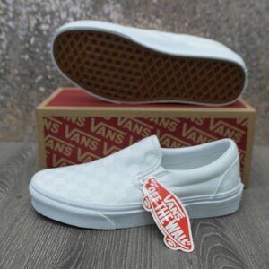 Vans White Classic Slip-On Sneakers with Waffle Sole